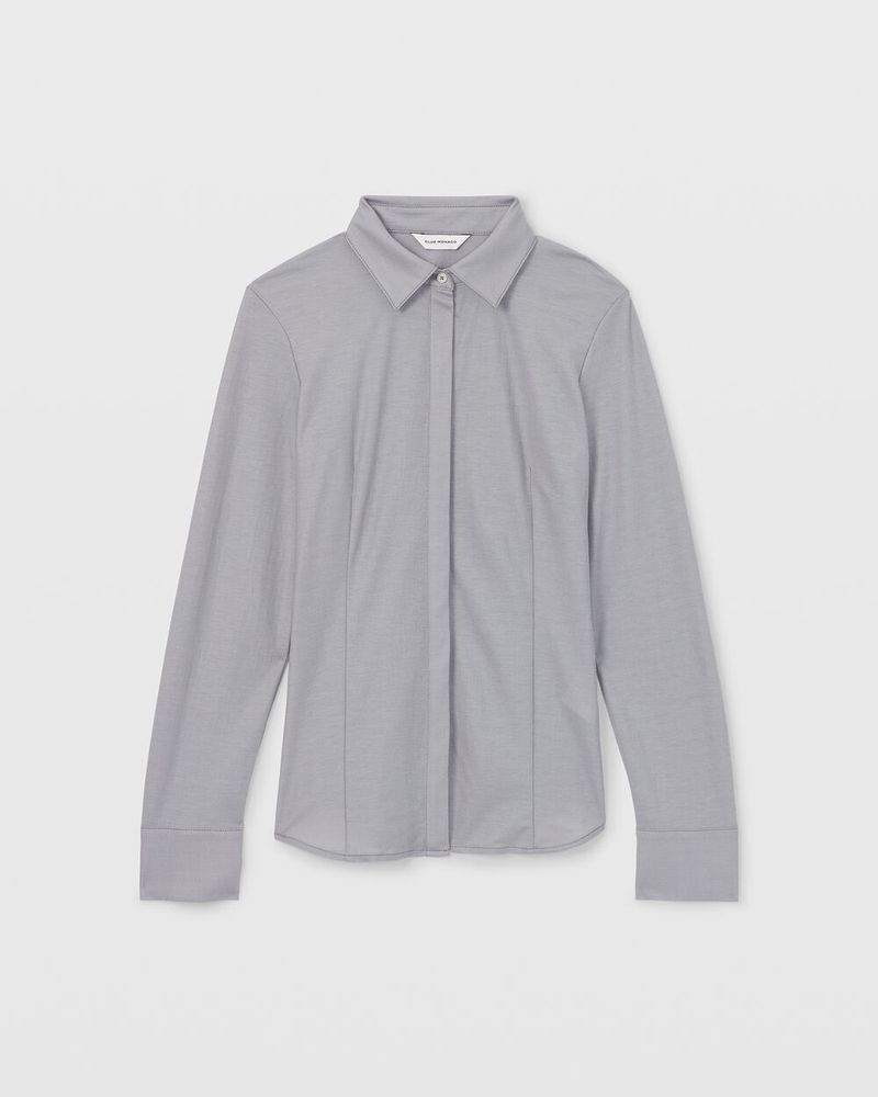 Knit Slim Button-Down Shirt