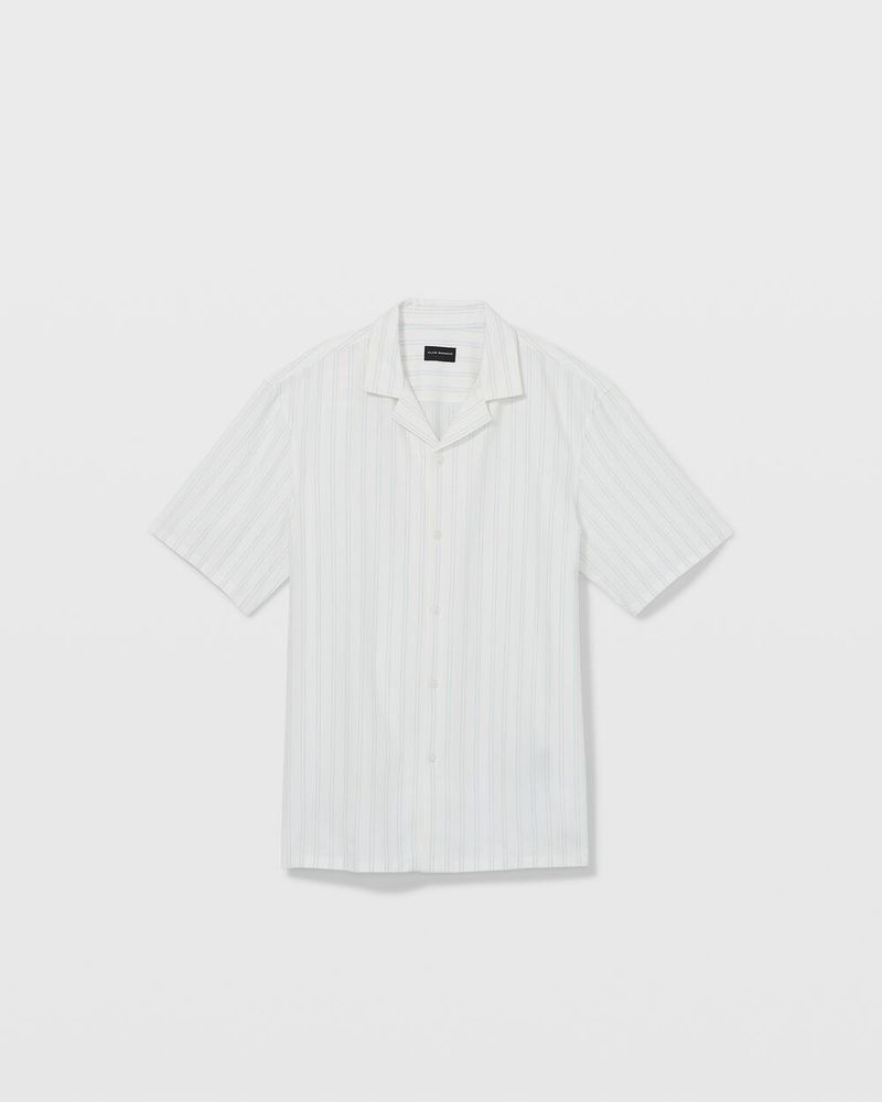 Short Sleeve Thin Stripe Linen Shirt