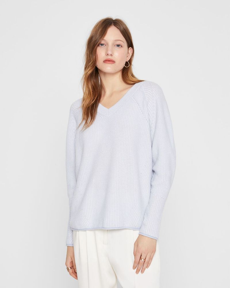 Cashmere Jacquard V-Neck Sweater