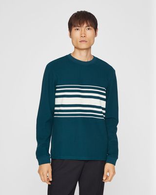Stripe Piqué Crewneck Sweatshirt