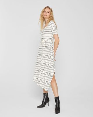Striped Square Neck Knit Dress