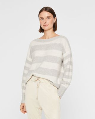 Striped Boiled Cashmere Boatneck Sweater