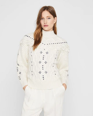 Embroidered Cable Knit Sweater