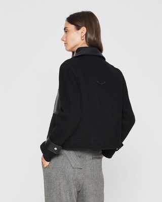 Cropped Wool & Leather Combo Jacket