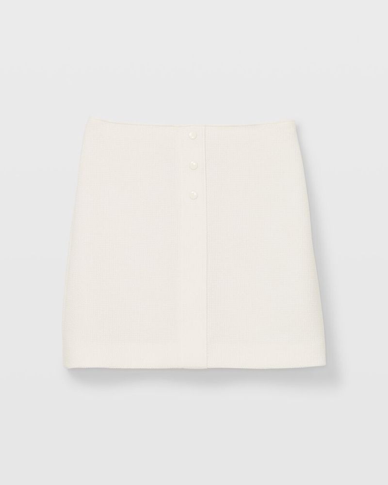 Textured Button Mini Skirt