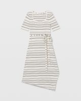 Striped Square Neck Knit Dress