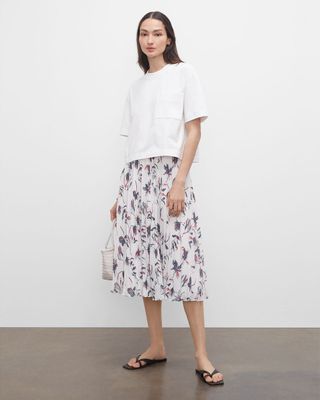 Floral Elasticated Pleated Skirt