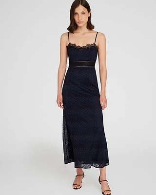 Lace Insert Midi Dress