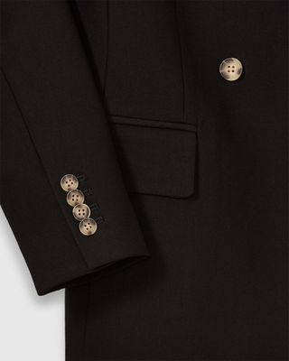 Tortoise Button Double-Breasted Blazer
