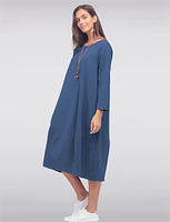 Classic Soft Cotton Stretch Long Sleeve T-Shirt Maxi Dress by Froccella