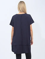 Short Sleeve Top With Pockets and Asymmetrical Hem By Froccella