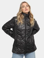 Lightweight Water-Resistant Vegan Puffer Jacket with Removable Hood by Saki