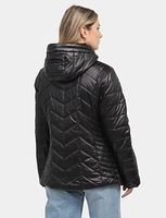 Lightweight Water-Resistant Vegan Puffer Jacket with Removable Hood by Saki