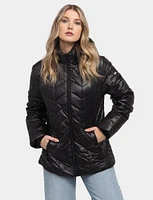 Lightweight Water-Resistant Vegan Puffer Jacket with Removable Hood by Saki