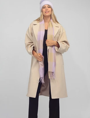 Isabelle Herringbone Single Breasted Notch Collar Oversized Coat by Saki