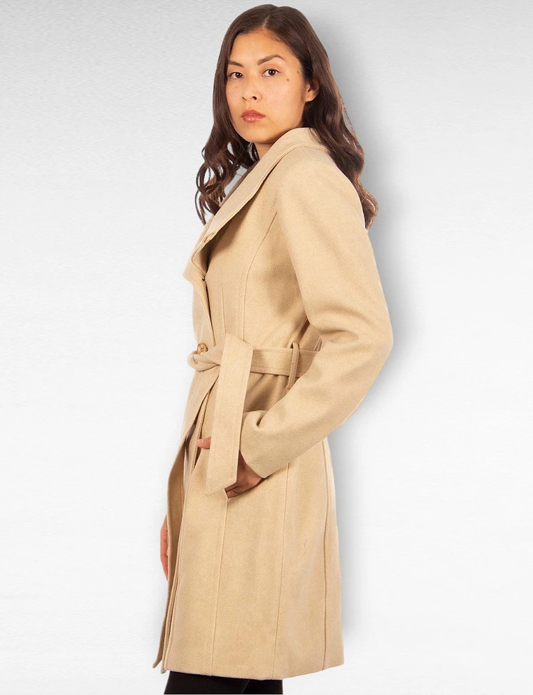 Tuvia Single Breasted Wool Blend Belted Coat by Saki