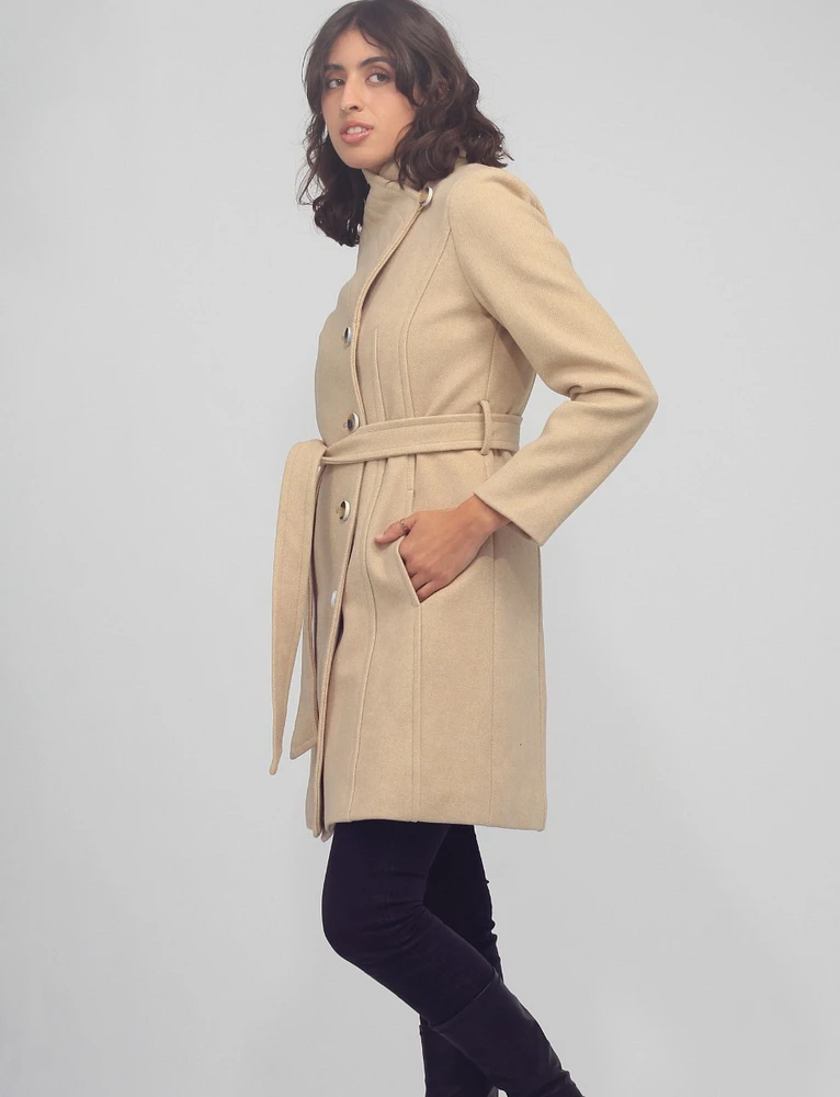 Tuvia Single Breasted Wool Blend Belted Coat by Saki