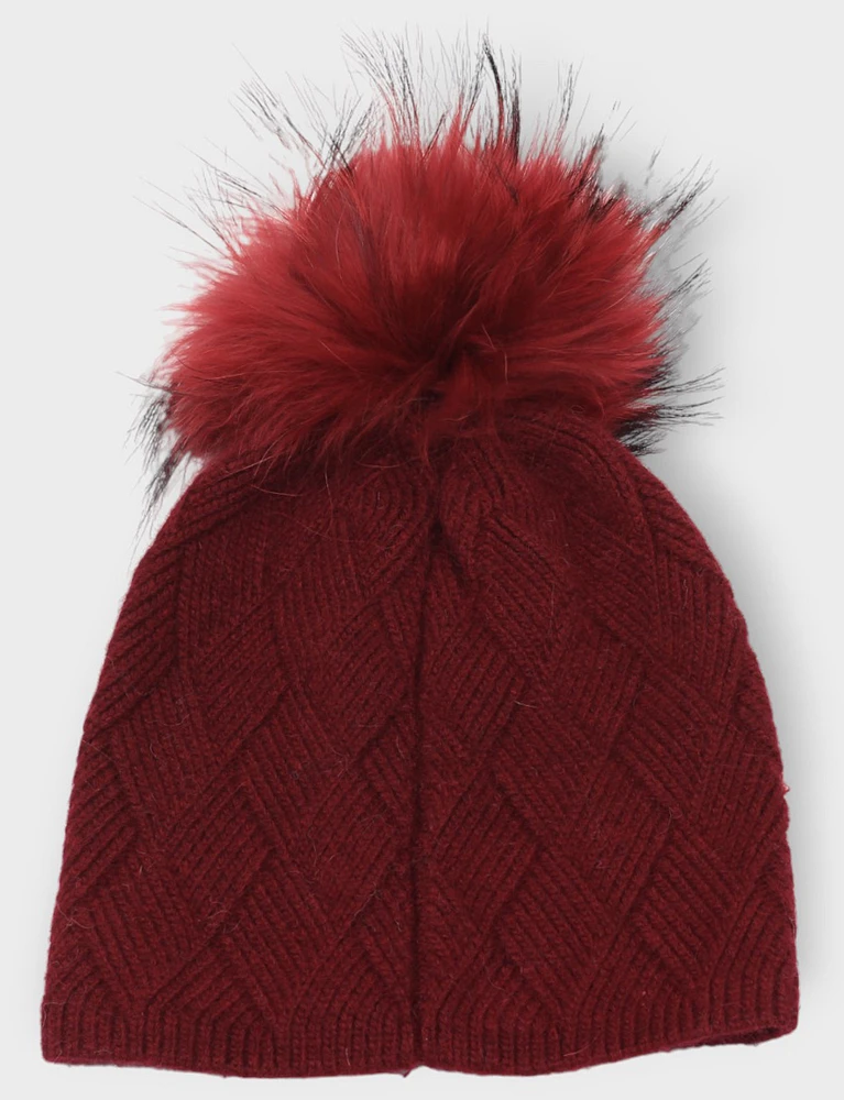 Basketweave Beanie with Pom Pom by Sokos