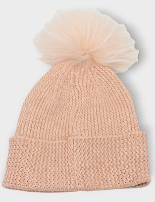 Beanie with Detachable Genuine Fur Pom by Sokos