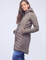 Vegan Recycled Water-resistant Long Puffer With Detachable Hood by Bernardo