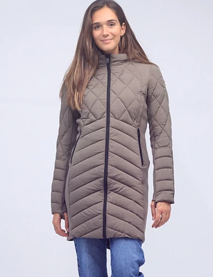 Vegan Recycled Water-resistant Long Puffer With Detachable Hood by Bernardo