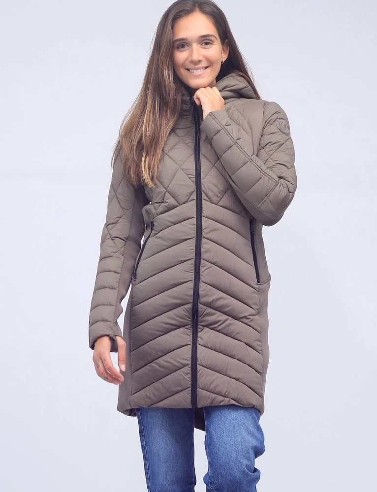 Vegan Recycled Water-resistant Long Puffer With Detachable Hood by Bernardo