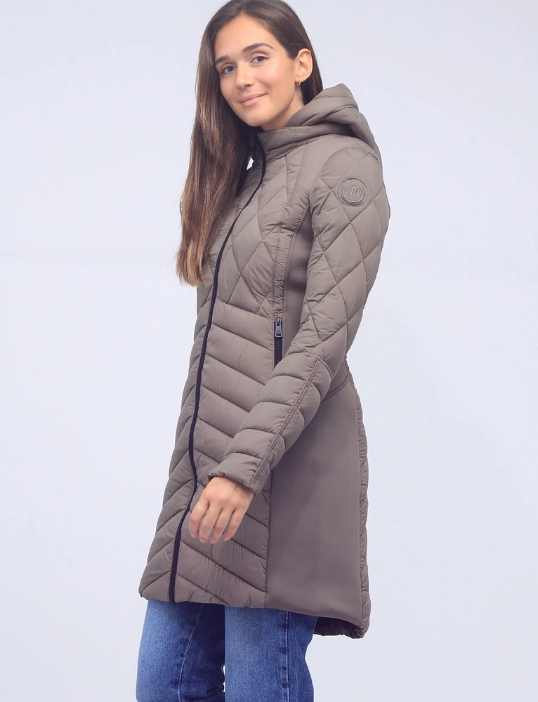 Vegan Recycled Water-resistant Long Puffer With Detachable Hood by Bernardo