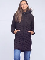 Vegan Recycled Water-resistant Long Puffer With Detachable Hood by Bernardo