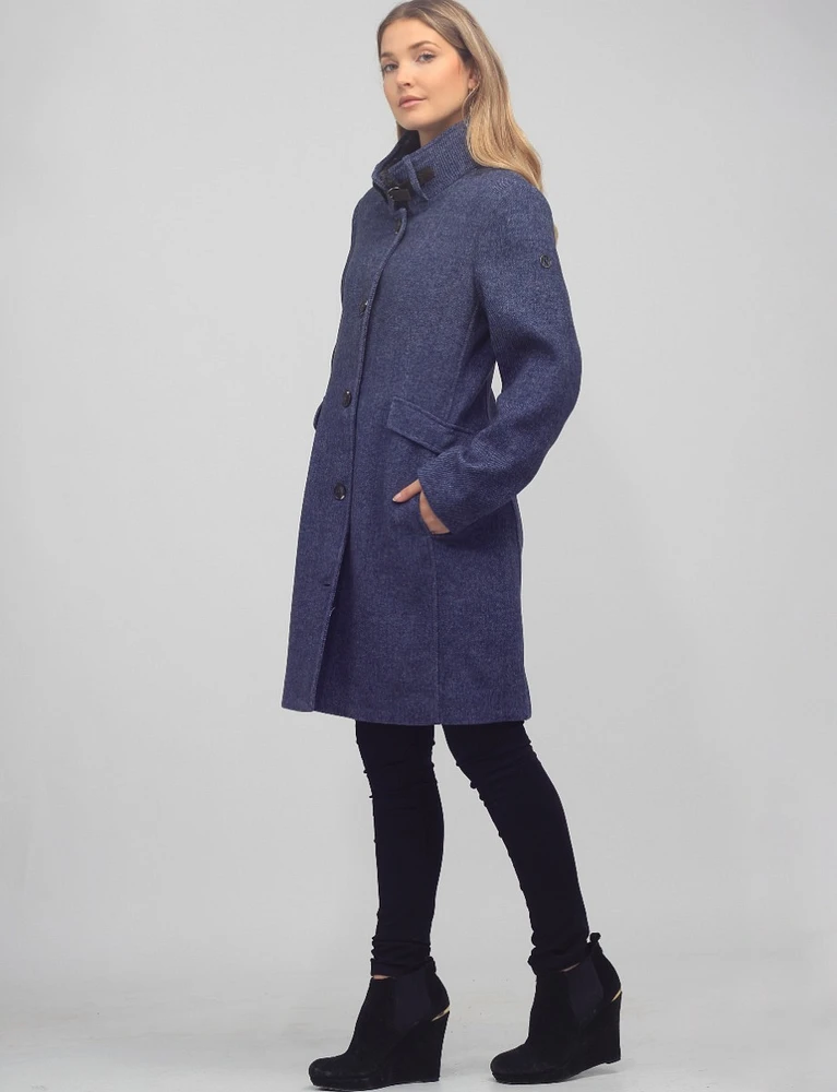 Single Breasted Straight Cut Wool Blend Coat by Normann