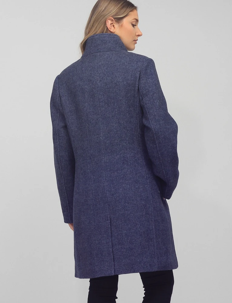 Single Breasted Straight Cut Wool Blend Coat by Normann