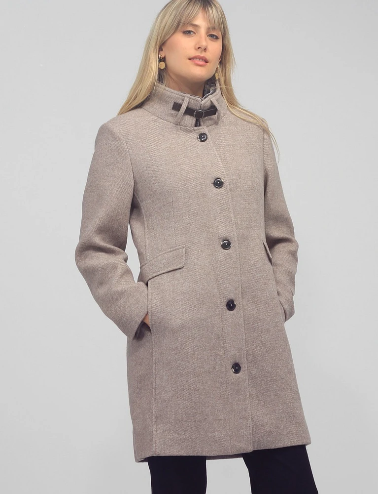 Single Breasted Straight Cut Wool Blend Coat by Normann