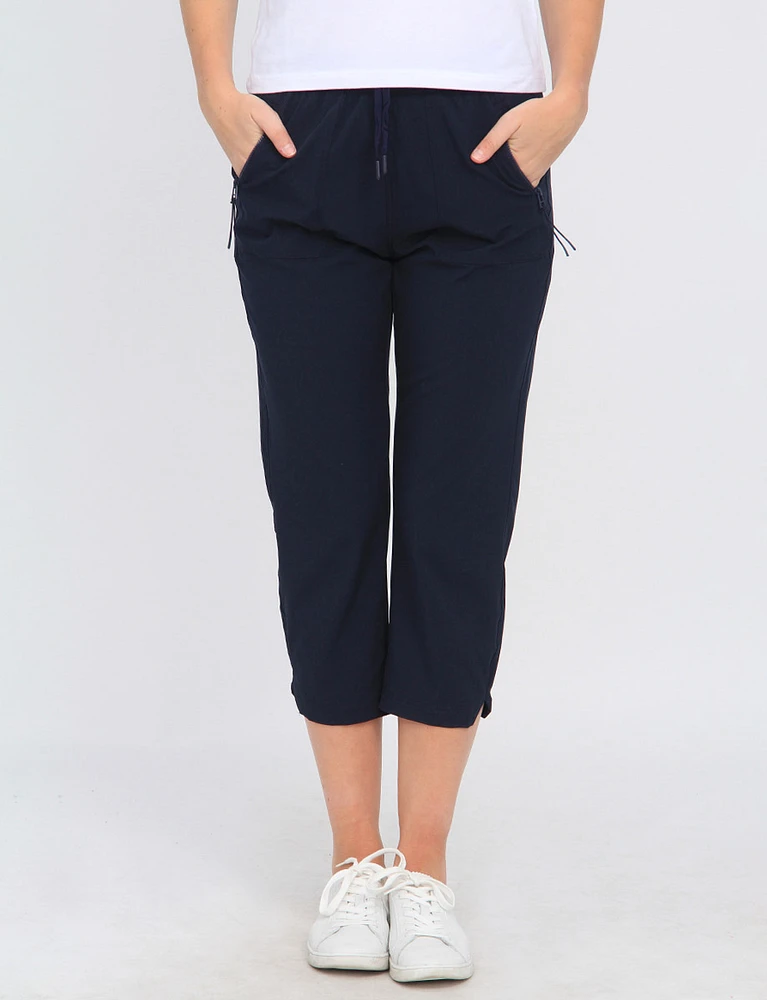 Vegan Chic Cropped Capri Pants With Side Slit By Point Zero