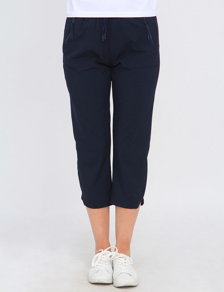 Vegan Chic Cropped Capri Pants With Side Slit By Point Zero