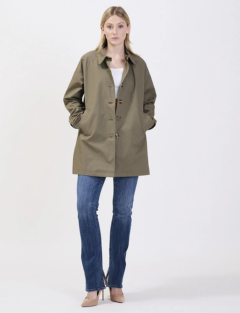 Straight Fit Short Single-Breasted Cotton Coat by Point Zero