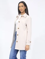 Wind & Water Resistant Single Breasted Vegan Coat with Striped Lining by Saki