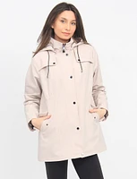 Breathe-Tech Softshell Plaid Lined Cinched Waist Water-Resistant Coat By Saki