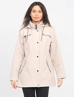 Breathe-Tech Softshell Plaid Lined Cinched Waist Water-Resistant Coat By Saki