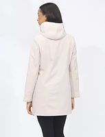 Wind & Water Resistant Vegan Softshell Coat with Detachable Zip Off Hood by Saki