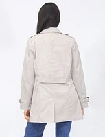 Vegan Classic Button Down Trench Coat with Shoulder and Cuff Straps by Saki