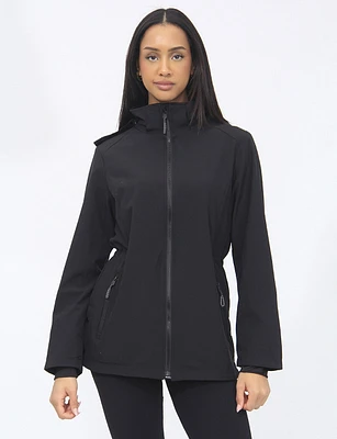 Vegan Hooded Zip Front Softshell Active Tech Jacket by Saki Sport