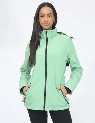 Vegan Hooded Zip Front Softshell Active Tech Jacket by Saki Sport