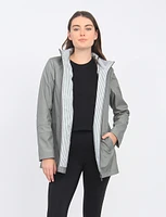 Vegan Zip Front Stripe Lined Detachable Hood  Water Resistant Jacket by Portrait