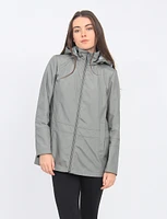 Vegan Zip Front Stripe Lined Detachable Hood  Water Resistant Jacket by Portrait