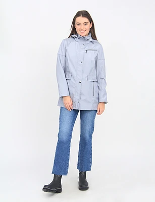 Water-Resistant Detachable Gingham Lined Hood Contrast Stitch Coat By Portrait