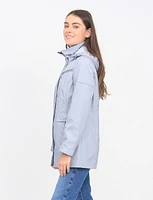 Water-Resistant Detachable Gingham Lined Hood Contrast Stitch Coat By Portrait