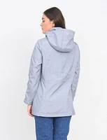 Water-Resistant Detachable Gingham Lined Hood Contrast Stitch Coat By Portrait