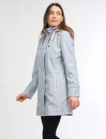 Straight Cut Water Resistant Coat With Removable Plaid-Lined Hood by Portrait