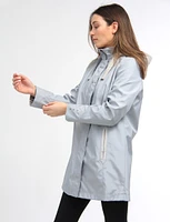 Straight Cut Water Resistant Coat With Removable Plaid-Lined Hood by Portrait