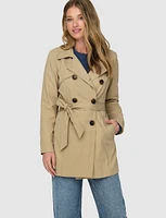 Classic Belted Double-Breasted Trench Coat by ONLY