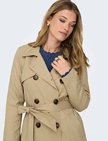Classic Belted Double-Breasted Trench Coat by ONLY